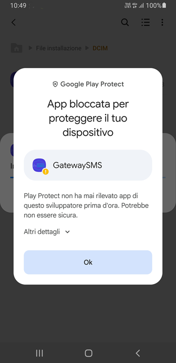 avviso per installazione Android